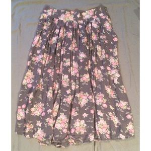 Gray Floral Midi Forever 21 Skirt
